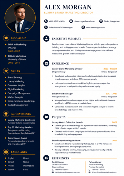Luxury Brand Director CV template preview