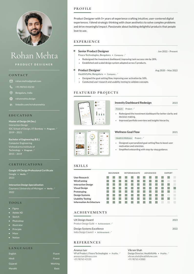 meritCV template preview