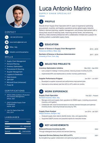 Finished CV ready for PDF export
