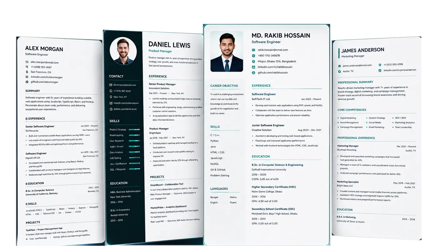 Floating CV Forge template previews